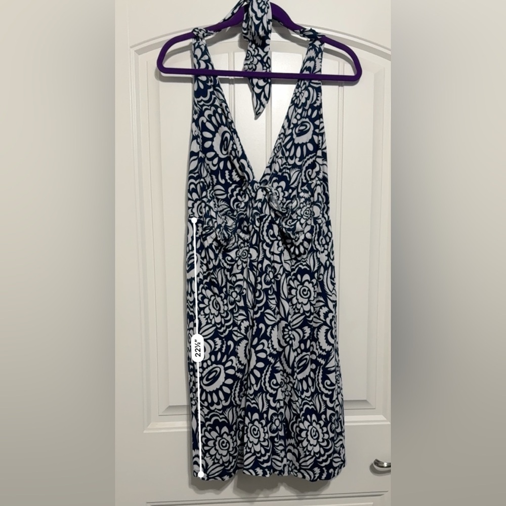 Old Navy Navy and White Floral Halter Midi Dress - Picture 5 of 6